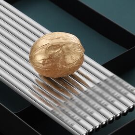 Stainless Steel Chopsticks Anti-Skip Thread Food Stick Non-Slip Home Kitchen Dinner
