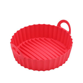 Foldable Air Fryer Silicone Liner 8.5inch Reusable Heat Resistant Easy Clean 8.5inch in Red