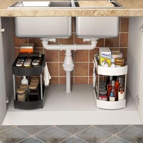 Rak Penyimpanan Multifungsi dengan Kait untuk Perlengkapan Pembersih, Botol Bumbu, Organizer Bak Cuci Piring Dapur