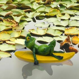 Garden Water Floating Pond Decoration Funny Resin Boating Frog Ornaments Sculpture for In & Outdoor