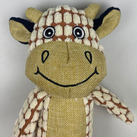 100%Polyester Material Squeaky Cow Pet Plush Dog Chew Toy with Crinkle Paper and Empty Pet Bottle