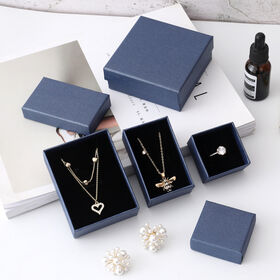 Boîte Cadeau à Bijoux Carrée Multi-Tailles Boucles d'Oreilles Collier Pendentif Présentoir Conteneur d'Emballage de Bijoux