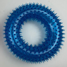 Safe Dog Squeaky Toys TPR Rubber Puppy Toys Spikey Rings Dog Chew Toys Toss Fetch Toys for Dogs