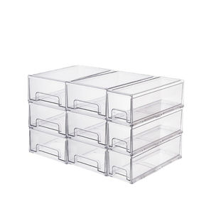 HOOJO Refrigerator Organizer Bins - 4pcs Clear Plastic Bins For