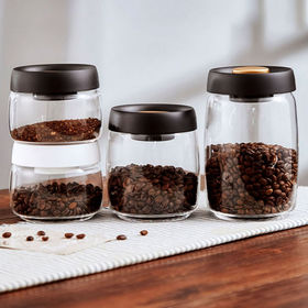 1Pc Glass Kitchen Storage Jar Wood Lid Borosilicate Glass Food Storage Jar  Sugar Spice Jar Glass