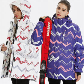  Conjunto de esquí para mujer, traje de nieve, chaqueta y  pantalones de esquí impermeable, conjunto de deportes de invierno  resistente al viento, abrigo de dos piezas (color rosa, tamaño: XL) 