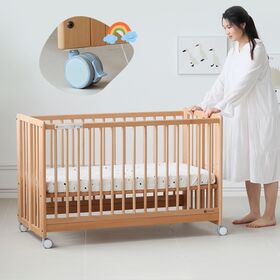Produsen dan Eksportir Furnitur Kayu OEM ODM: Ranjang Bayi Lipat, Tempat Tidur Bayi untuk Penggunaan di Rumah dengan Penyangga Kasur dan Tinggi yang Dapat Disesuaikan