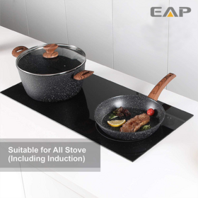 15 Piece Kitchen Non-stick Pots and Pans Set Non Stick Aluminum Cookware Set with Ceramic coating Pots and Frying Pans
