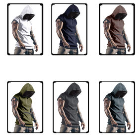 Débardeur d'été sans manches pour homme avec poche zippée, sweat à capuche pour entraînement de fitness en extérieur