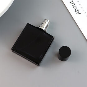 35 ml black square glass perfume bottle with black cap