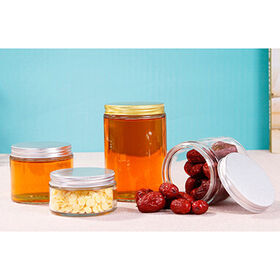 Glass food grade jar with metal lid to hold salad or jam 500ml