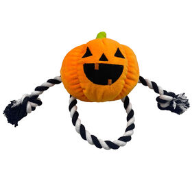 Holiday Promotional Toys Plush Squeaky Pumpkin Dog Rope Toy for Medium Large Dogs