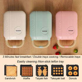 Sandwichera Eléctrica Antiadherente para Waffles, Tostadora para Desayuno, Máquina para Comida Ligera y Waffles para el Hogar