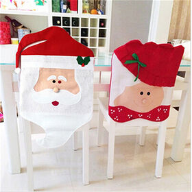 Promotional Christmas Kitchen Chair Slip Covers Featuring Mr & Mrs Santa Claus for Holiday Party Festival