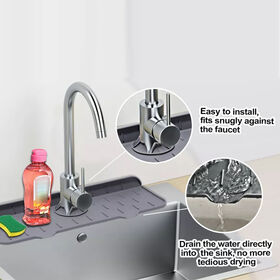 Personalise Stripe Kitchen Sink Splash Guard, Kitchen Bathroom Faucet Drain  Pad, Bathroom Faucet Splash Water Catcher Mat 