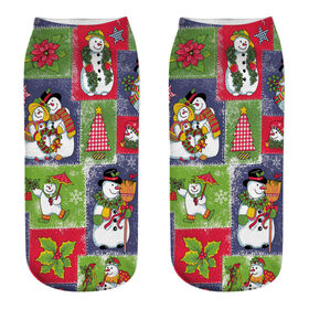 Weihnachtssocken Knöchelhohe Baumwolle Niedlicher Hirsch Weihnachtsmann Schneemann Cartoon Druck Weihnachtskurzsocken Großhandel