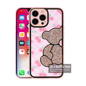Nueva funda 2 en 1 para iPhone 14 con diseño de oso de diamante en TPU