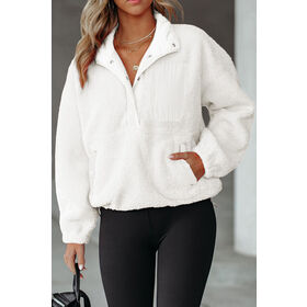 Wholesale 1/4 zipper high quality hoodie Winter Flower Pattern Warm Sherpa Zipper Fleece Jacket Coat Women s Hoodies Sweatshirts