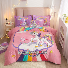 Arco iris unicornio Algodón versión grande de lana ecológica de molienda cuatro piezas conjunto de algodón