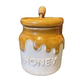 Buy Wholesale China Farmhouse Style Embossed Bee Design Ceramic Honey Jar  For Home Kitchen Decor & Kitchen Decoration at USD 1.1