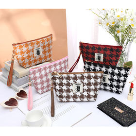  6 Pcs Preppy Makeup Bag Bulk Checkered Cosmetic Bag
