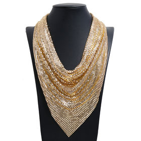 Women mesh Rhinestone Crystal chest tassel bra jewelry body chain party  Customes