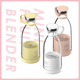 Mini liquidificador elétrico sem fio USB portátil com lâminas de aço inoxidável, copos para sucos rápidos e smoothies, ideal para uso ao ar livre