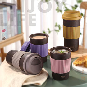 Ceramic Coffee Cup, Double Layer Leak Proof Folding Lid Ceramic Travel Mug,  380ml Eco-friendly Insulated And Reusable Coffee Mug For Travel, Office