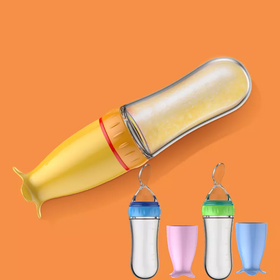 Alimentadores para bebés, cuchara dispensadora auxiliar de silicona para alimentación de bebés, biberón con cuchara