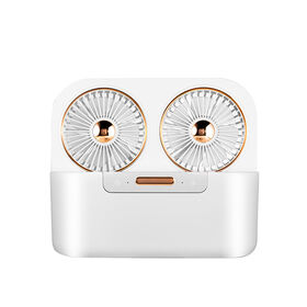 Popular High Performance Decorative Retro USB Desktop 2 in 1 Mini Double-blade Double-Spray Fan