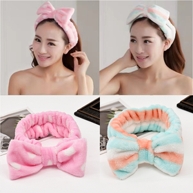 9Pcs Face Wash Headband with Wrist Washband for Washing Face Spa Headband  Soft Microfiber Coral Fleece Makeup Bow Headband Adjustable Elastic Hair