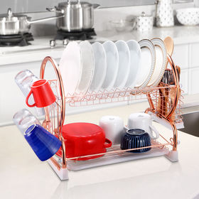 Buy Wholesale China Hot Sell 1-layer Dish Drainer Rack With Plastic Tray  And Utensil Holder & Dish Rack, Dish Drainer, Kitchen Accessories at USD  2.2