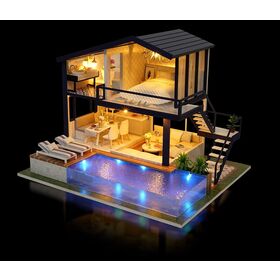 Hot Dollhouse DIY Miniature Apartment Landscape Sculpture Construction Toys Building Block Kit with Furniture Artwork Gift