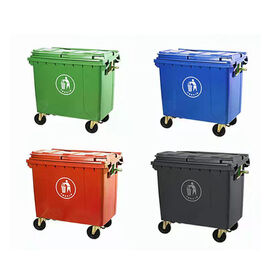 Outdoor Trash Can Large-capacity Iron Trash Can 360L Large Outdoor  Sanitation Trailer Trash Can Thick Metal Trash Can with Three Wheels and  Lid