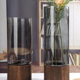 Wood Tray Frame Glass Vase Wooden Base Detachable Flower Pot Luxury Vase Decoration Flowerpot Arrangement Container Combination