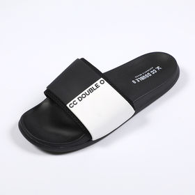 Source PU leather men designer shoes flip flops unisex slides,luxury rubber  custom slipper sliders sandals footwear men with logo on m.