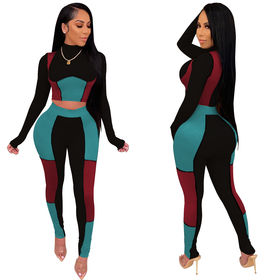 Buy Wholesale China Bare Midriff Turn-down Collar Zipper Two Pieces Women's  Casual Tracksuits Sets & Sweatsuits at USD 6.4