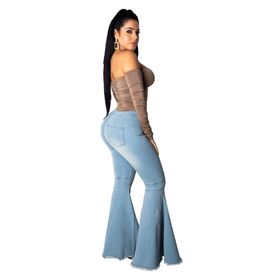 Top Fashion High Waist Black High Slits Bell Bottom Fancy Girl Jeans -  China Girl Jeans and Ladies Jeans price