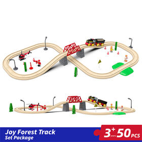 Juego de 50 piezas de vías de tren de madera DIY para niños, juguete educativo de ferrocarril forestal W04C241