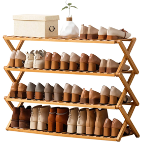 Small 3-Tier Shoe Rack for Closet & Entryway, Installation-Free Foldable  Bamboo Shoes Storage Organizer, Sturdy Free Standing Three Shelf Shoe Stand