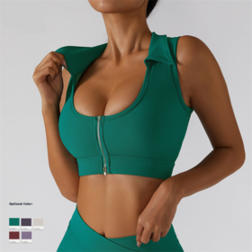 Front Zipper Sports Bra Beauty Back Shockproof Fitness Vest Underwear  Female 