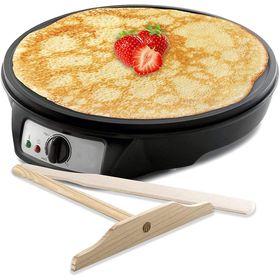 NutriChef 8 Inch Electric Nonstick Griddle Crepe Maker Hot Plate Cooktop,  Black 