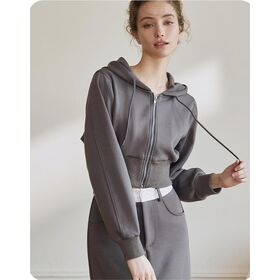 Trendy Nylon Hoodie Jogger Set Tracksuits Two Piece Set Women