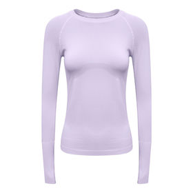 Solid Color Crew Neck Gym Women Fitness Long Sleeve Yoga Shirt