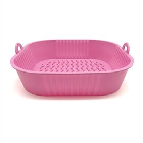 Round Baking Tray Reusable Non-stick High Temperature Resistant Air Fryers  Liner BPA Free Silicone Air Fryers Pot for Canteen