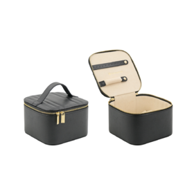 Caja de cosméticos de viaje portátil de PU con logo personalizado de alta gama ODM, caja de almacenamiento de joyas para mujeres y niñas
