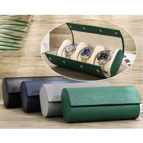 Buy Wholesale China High End Watch Box Luxury Single 2 Slot 3 Slot Leather  Green Travel Watch Roll With Button Closure & Watch Roll Case at USD 7.6