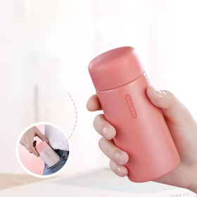 150ml Insulated Bottle Wood Grain Mini Cute Stainless Steel Thermos Cup Portable Pocket Vacuum Bottle Mini Coffee Mug with Tea Leak for Home Travel ou