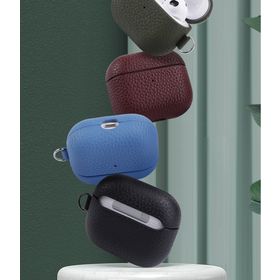 OEM Manufacturer Genuine Leather case for AirPods Pro with Keychain Protective Case Cover Skin for Men Women