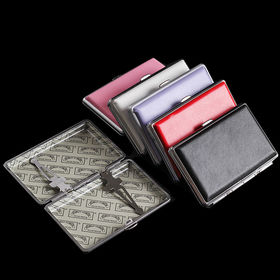 Wholesale Cheap sale mens designer pu leather cigarette box black color  slim tobacco cases wholesale From m.